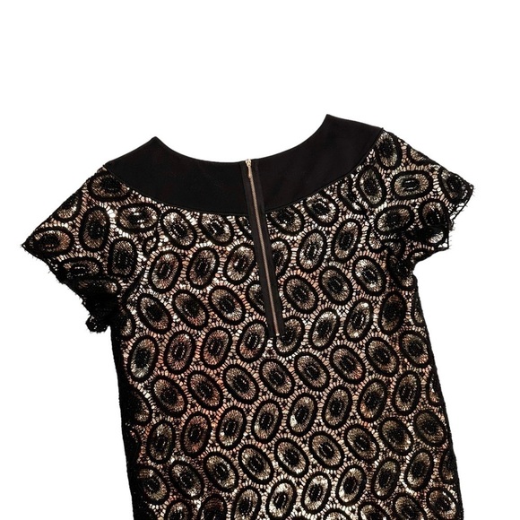 3.1 Phillip Lim mini cocktail dress black lace gold sequins 4 short sleeve - Picture 12 of 16